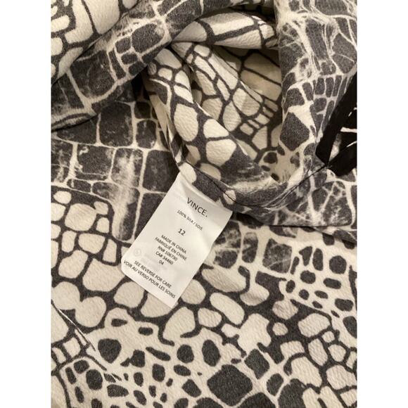 Vince Croc Animal Print Shift Black Sleeveless Above The Knee silk Dress 12 NWT - Picture 6 of 10